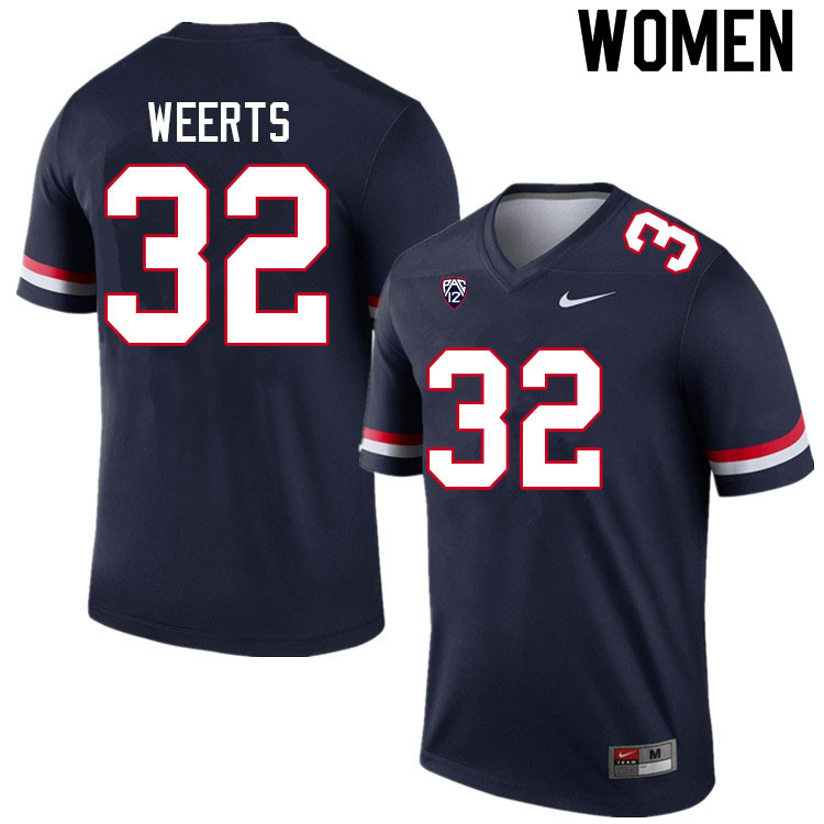 Women #32 Matt Weerts Arizona Wildcats College Football Jerseys Sale-Navy